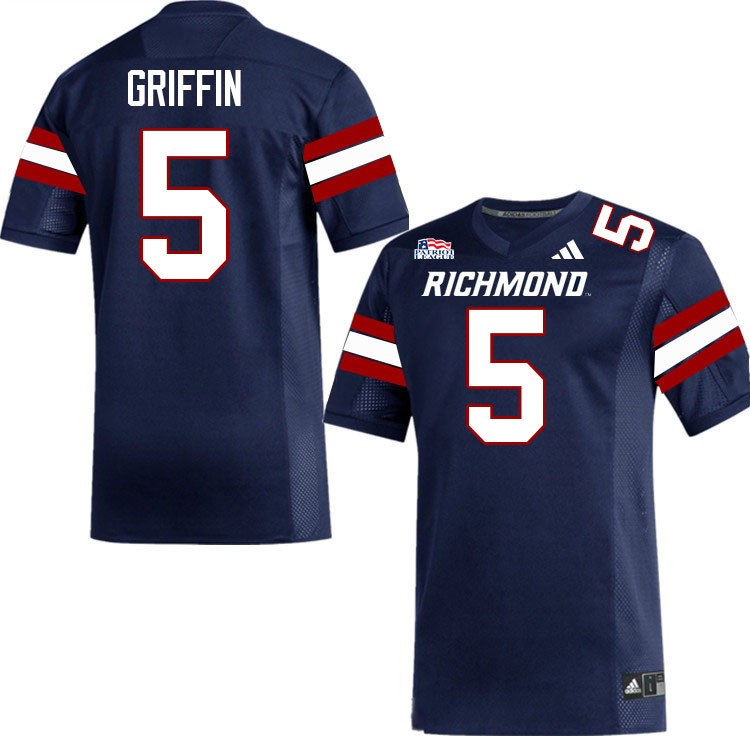 Richmond Spiders #5 Ja'Vion Griffin College Football Jerseys,Uniforms-Navy